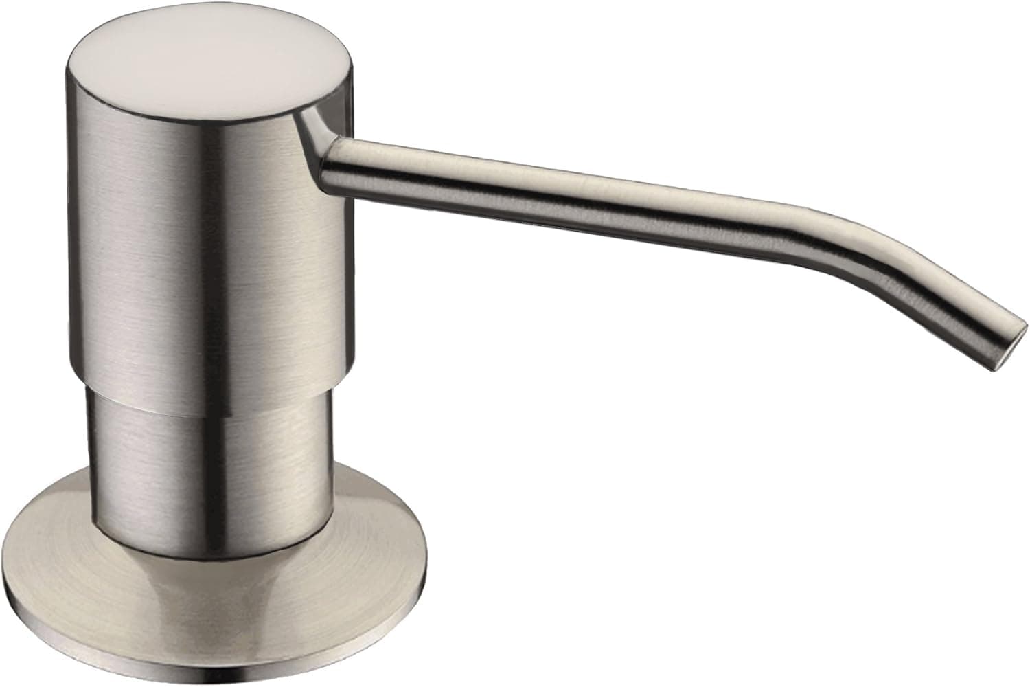 SUCASA Brushed Nickel Stainless Steel Pump Head Built in Kitchen Sink Soap Dispenser, 17 oz Large Capacity Liquid Bottle, 1.38 inch Threaded Tube for Normal Deck Installation