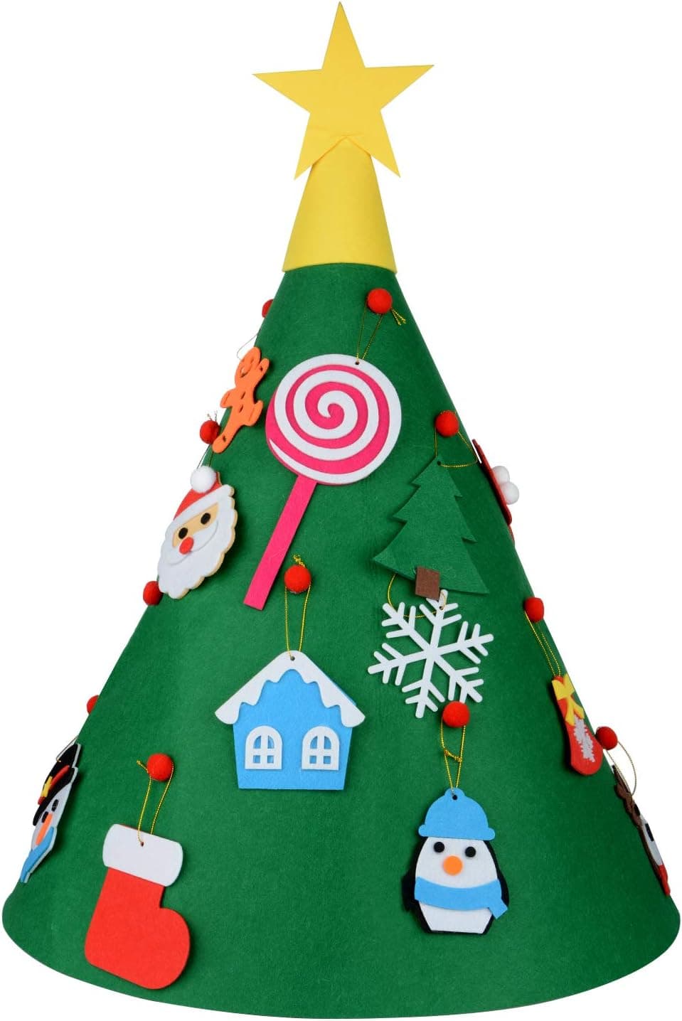 BELUPAI 3D DIY Felt Christmas Tree with Hanging Ornament, Upgrade Kids Xmas Gifts Toddler Toys 28 inch Tall Tapered Christmas Tree Detachable Ornaments for Christmas Decorations