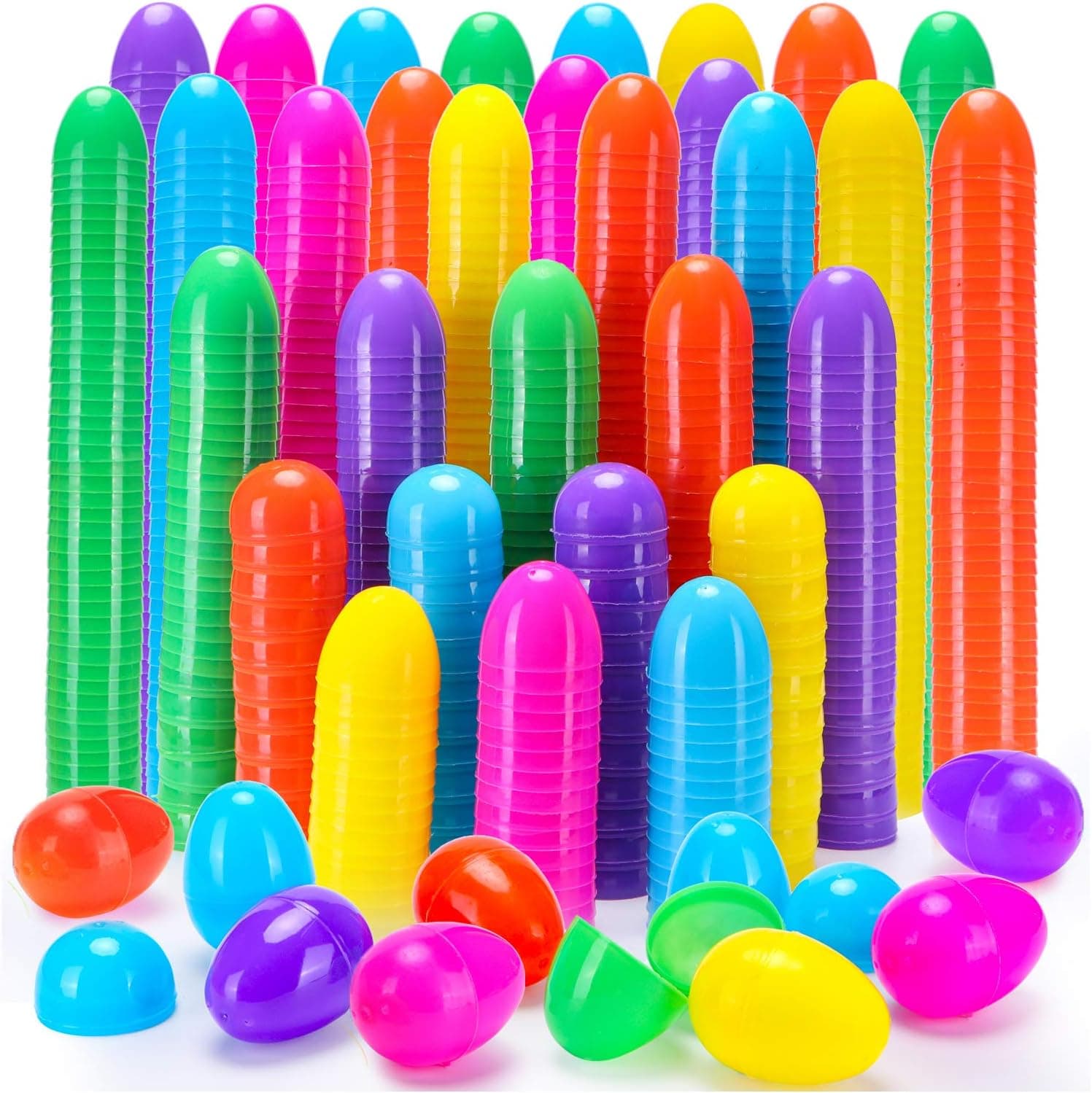 YEAHBEER 288 Easter Eggs, 2.4“ Plastic Easter Eggs Fillable for Easter Hunt Easter Theme Party Favor Basket Stuffers Fillers Classroom Prize Supplies