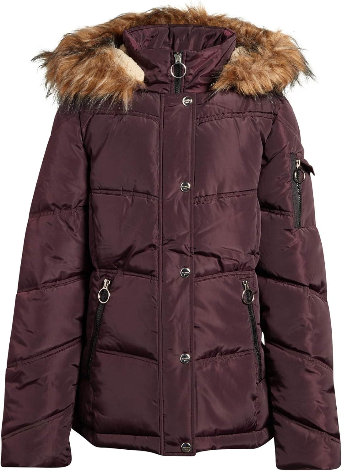Madden Girl Women’s Winter Coat - Quilted Bubble Puffer Parka Jacket, Sherpa Hood (S-1X)