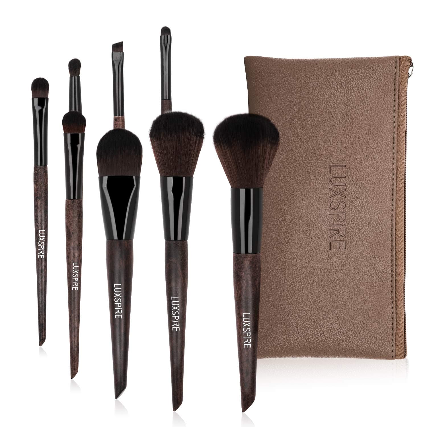 Makeup Brushes Set, Luxspire Professional 8PCS Professional Makeup Brushes Makeup Wood Handle Powder Foundation Eyeshadow Angled Concealers Brush with Makeup Bag, Soft Premium Brushes Makeup Tool