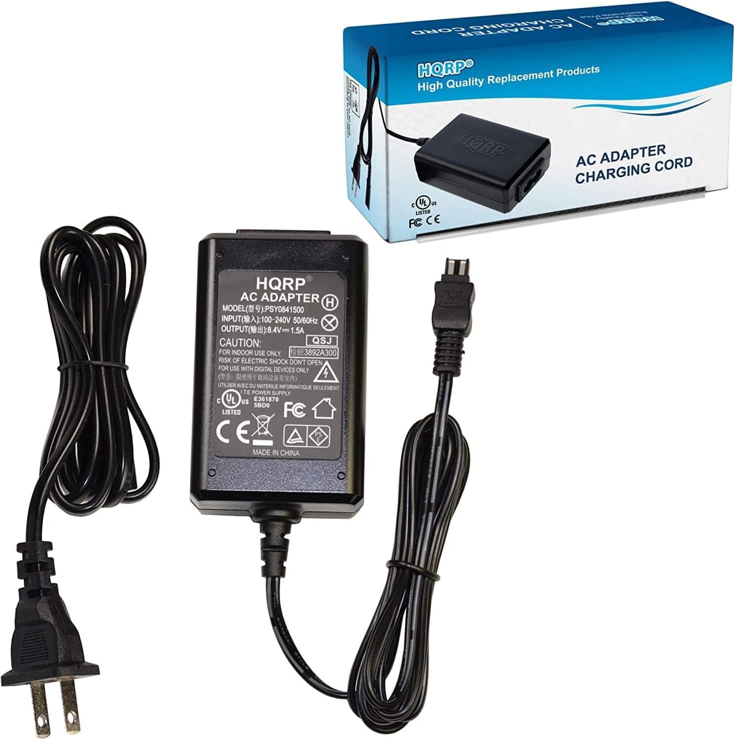 HQRP AC Power Adapter Compatible with Sony HandyCam HDR-TD20, HDR-CX580, HDR-CX580V, HDR-PJ200, HDR-CX100E, HDR-CX100R, HDR-CX115E, HDR-CX116E, HDR-CX11E, HDR-TD20V Camcorder