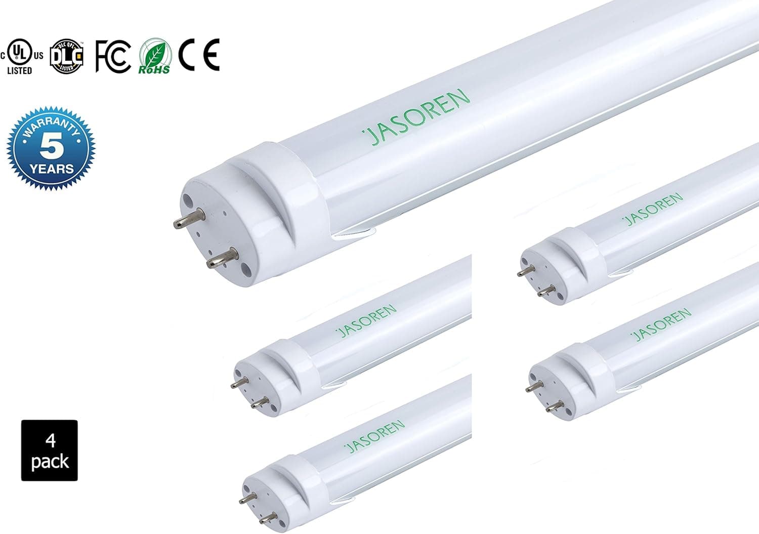 LED Tube T8 2ft 4-pack 12W Frosted (20W equivalent) Daylight - 5000K 1450Lm AL+PC UL Listed