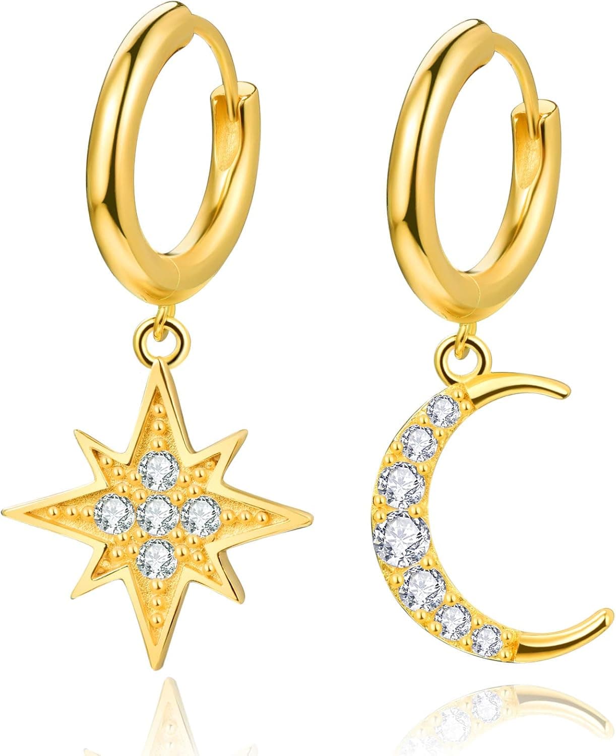 EARLLER Thick Chunky Open Hoops Earrings, 14K Gold Plated Gold Hoop Earrings, Lightweight Tube Hoop for Women And Girls - 925 Sterling Silver Post