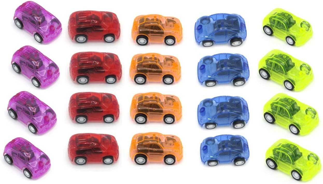 Mini Pullback Racing Cars- 24 Pack 2" Pull Back and Let go Fast Friction Powered Racer Vehicles- Great for Party Favors