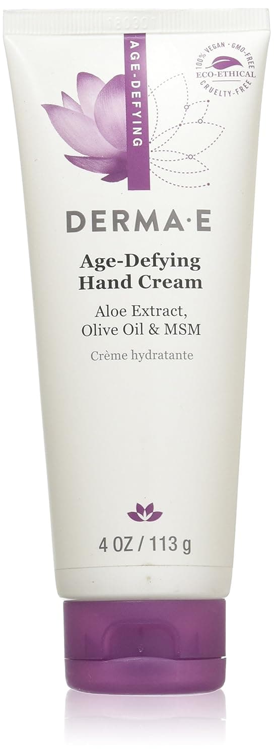 DERMA E Age-Defying Antioxidant Hand Cream with Aloe Extract and Olive Oil, 4Oz