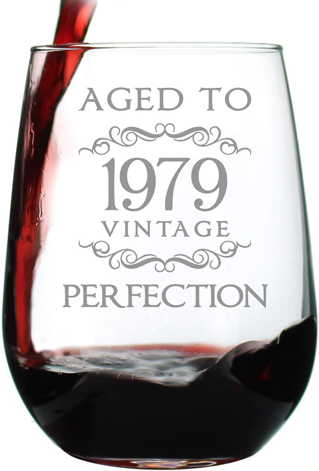 1979 40th Birthday Gifts Stemless Wine Glass for Women & Men | Cute Funny Wine Gift Idea | Unique Personalized Anniversary or Bday Glasses for Best Friend Turning 40 | Drinking Party Decoration