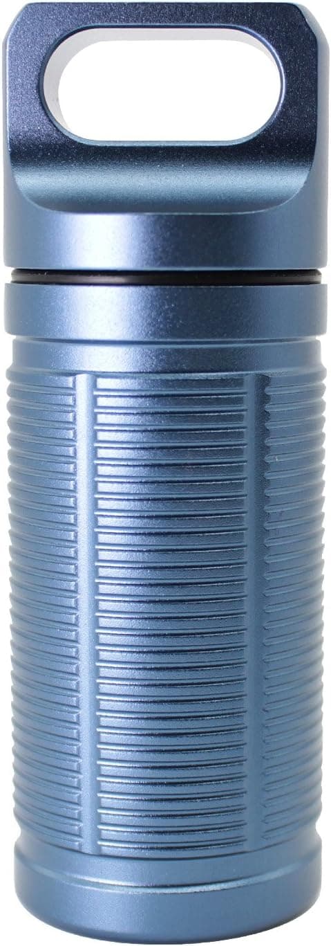 PPFISH EDC Air-Tight Accessory Case, Waterproof Pill Bottle Match Holder Pill Case Keychain, Outdoor Survival Storage Container Dry Box (Blue)