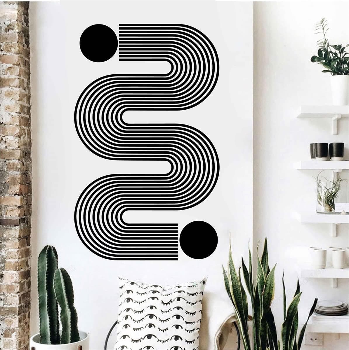 Arch and Circle Wall Decals Abstract Home Decor Boho Interior Art Modern Wall Stickers for Living Room BK027 (Black, Medium)