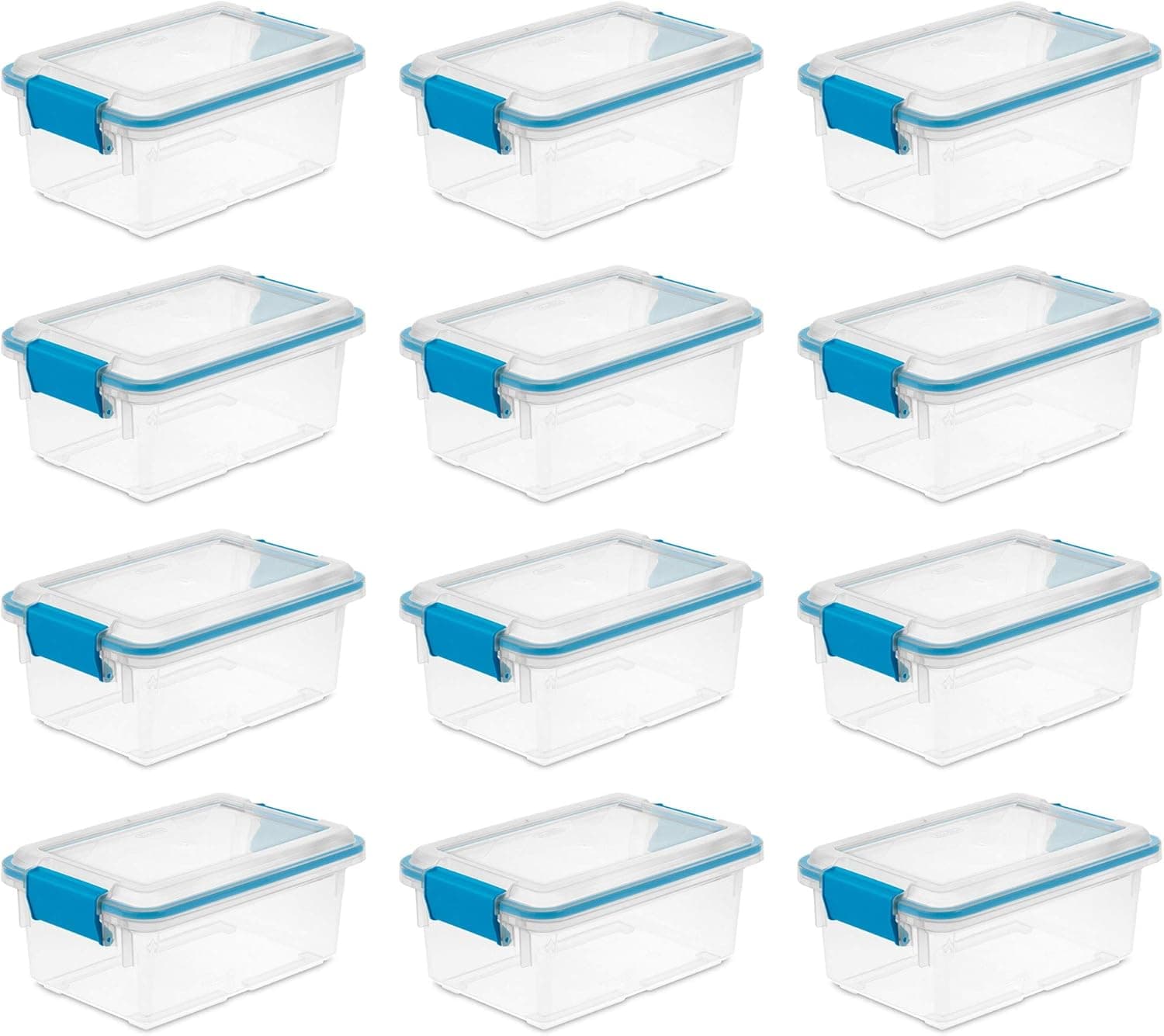 Sterilite 19414306 7.5 Quart Clear Plastic Storage Container Box and Lid with Blue Latches (12 Pack)