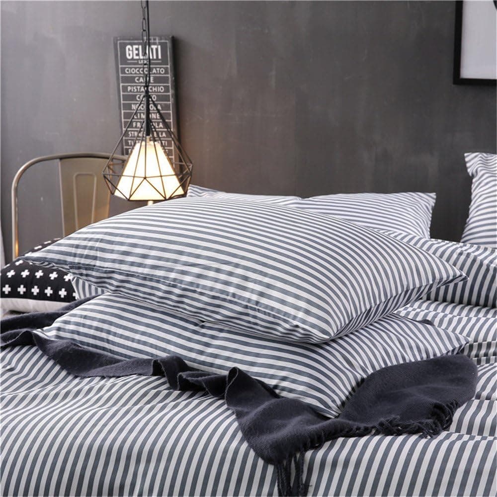Striped Pillowcases Bedding Cotton Pillow Shams (Pack of 2), Farmhouse King Pillow Covers with Envelope Closure End,20"×36"-King,Stripe