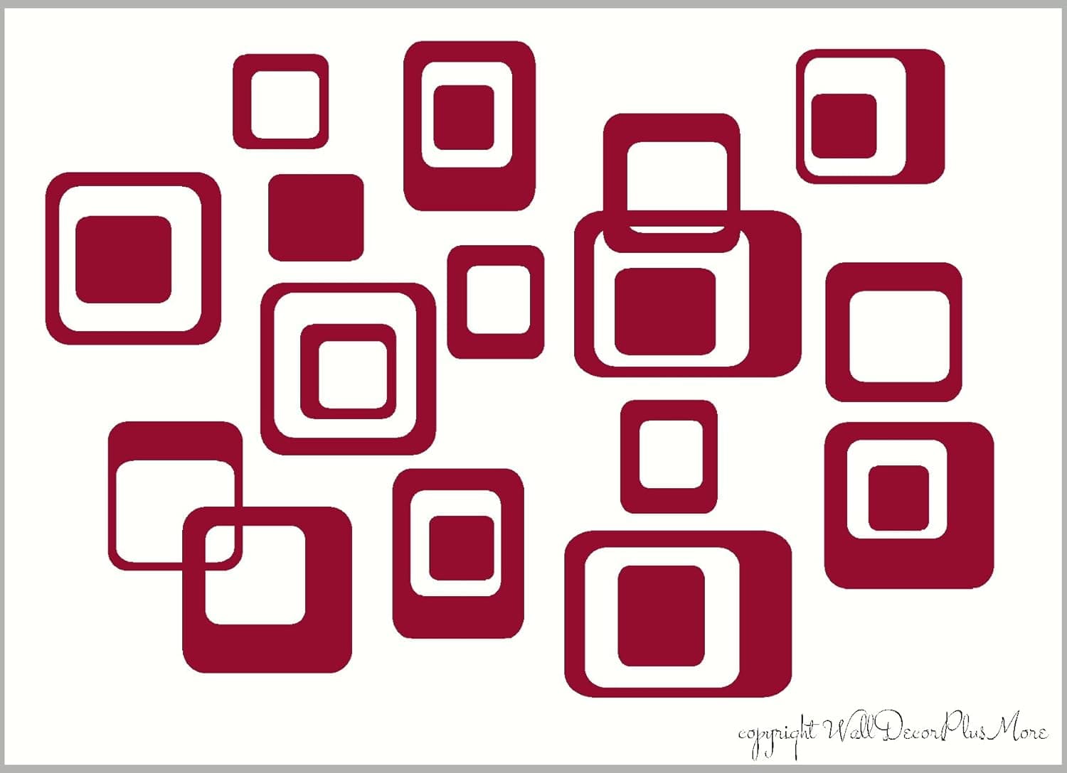 Red Funky R/Squares Wall Vinyl Sticker Decal 20 Pieces 6inch & Smaller