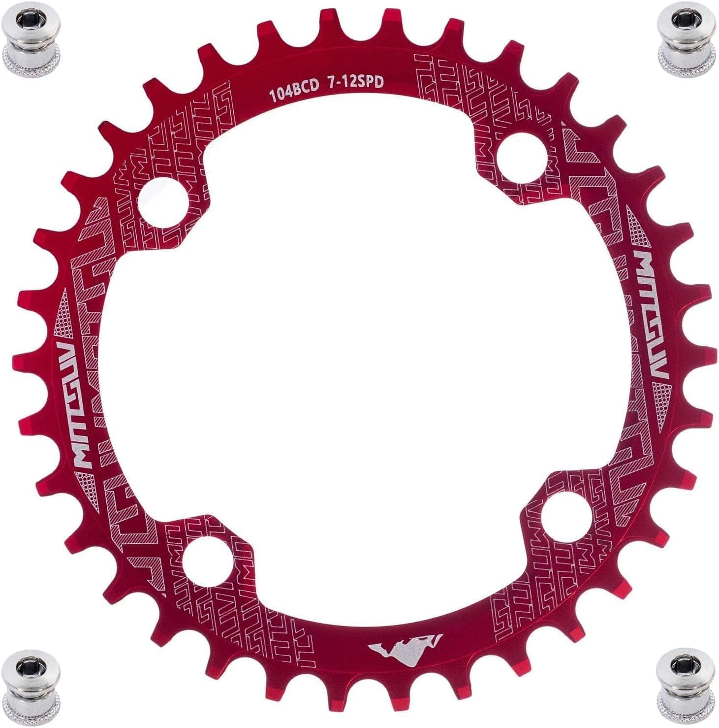 YBEKI 30T 32T 34T 36T 38T 40T 42T 44T 46T 48T 50T 52T Chainring 104BCD Round Oval Narrow Wide Single Bike Chainring for 8 9 10 11 Speed Mountain Bike Road Bike MTB BMX