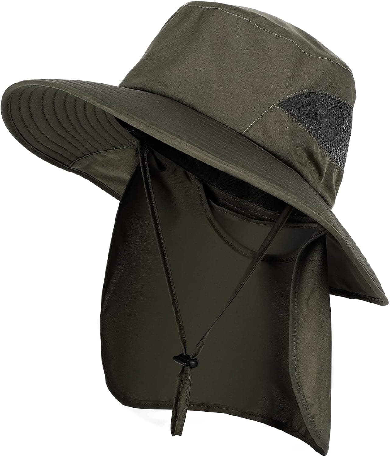 UV Protection Fishing Sun Hat: Outdoor Wide Brim Cooling Boonie with Neck Flap/Large Foldable Safari Hiking Bucket Sunhat