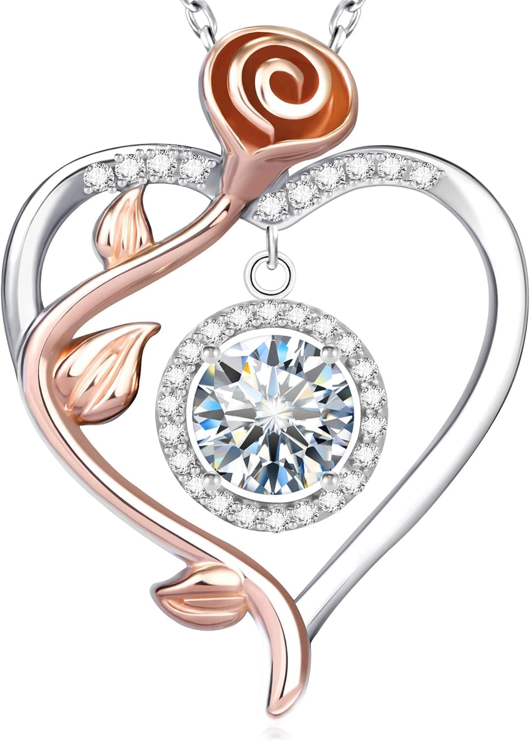 SHOWNII Moissanite Diamond Heart Necklace 925 Sterling Silver 18K White Gold Chain Pendant Necklace 1ct/2ct Christmas Wedding Anniversary Birthday Valentines Day Gifts for Women Girls Girlfriend Jewelry 18 Inches