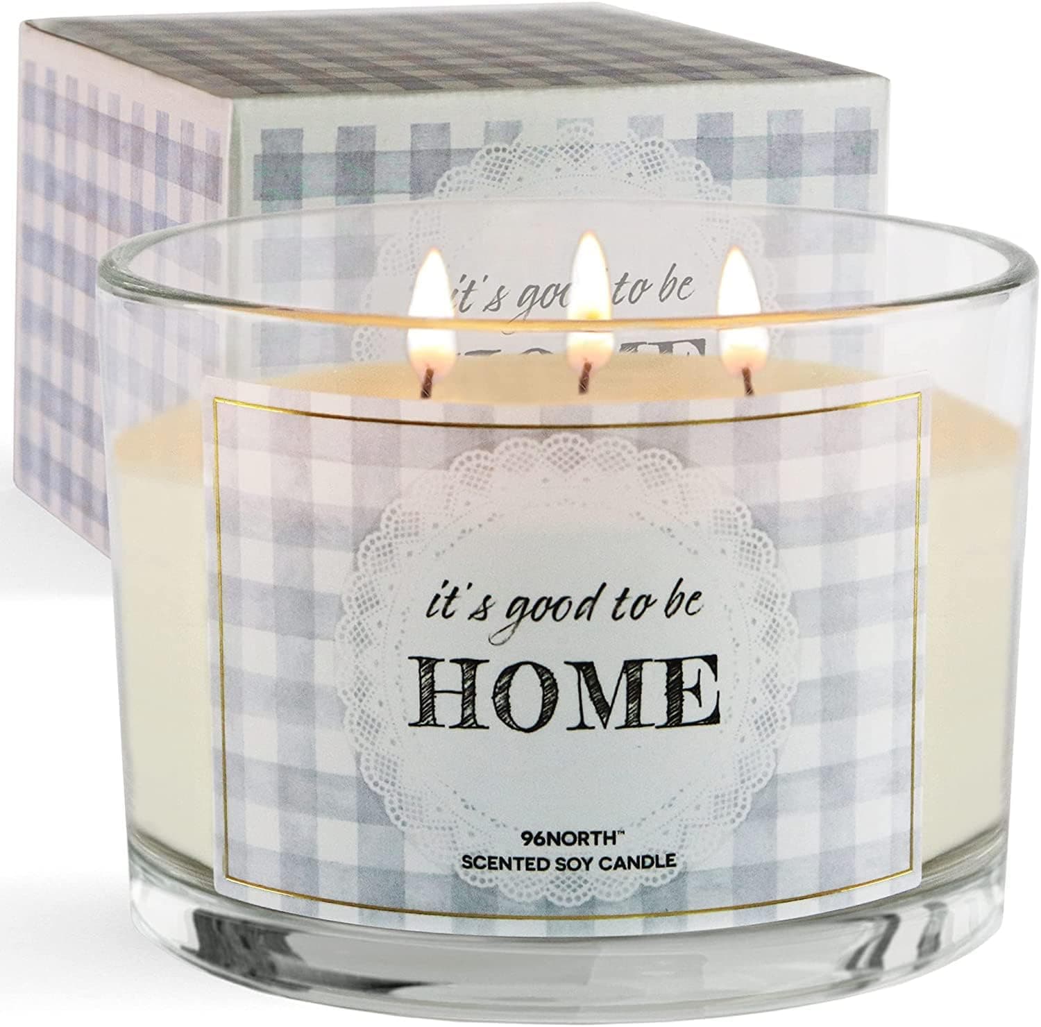 96NORTH Soy 3-Wick 14.5 OZ Home Sweet Home Candle, New Home Large Candle, New Home Gift // New Home Candles, Welcome Home Candle, Welcome to New Home Gift, Candles for Home Scented, Best Gifts Home