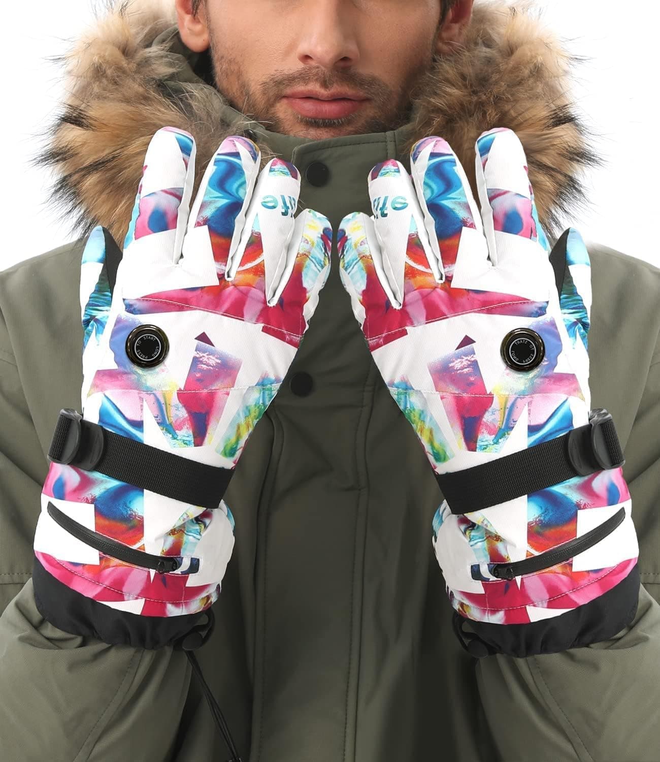 Aroma Season Heated Gloves for Professional Skiing, Fishing, Hiking, Cycling, Camping, Hunting - 3000mAh Rechargeable Batteries Waterproof and Windproof Touchscreen Heating Gloves for Men & Women