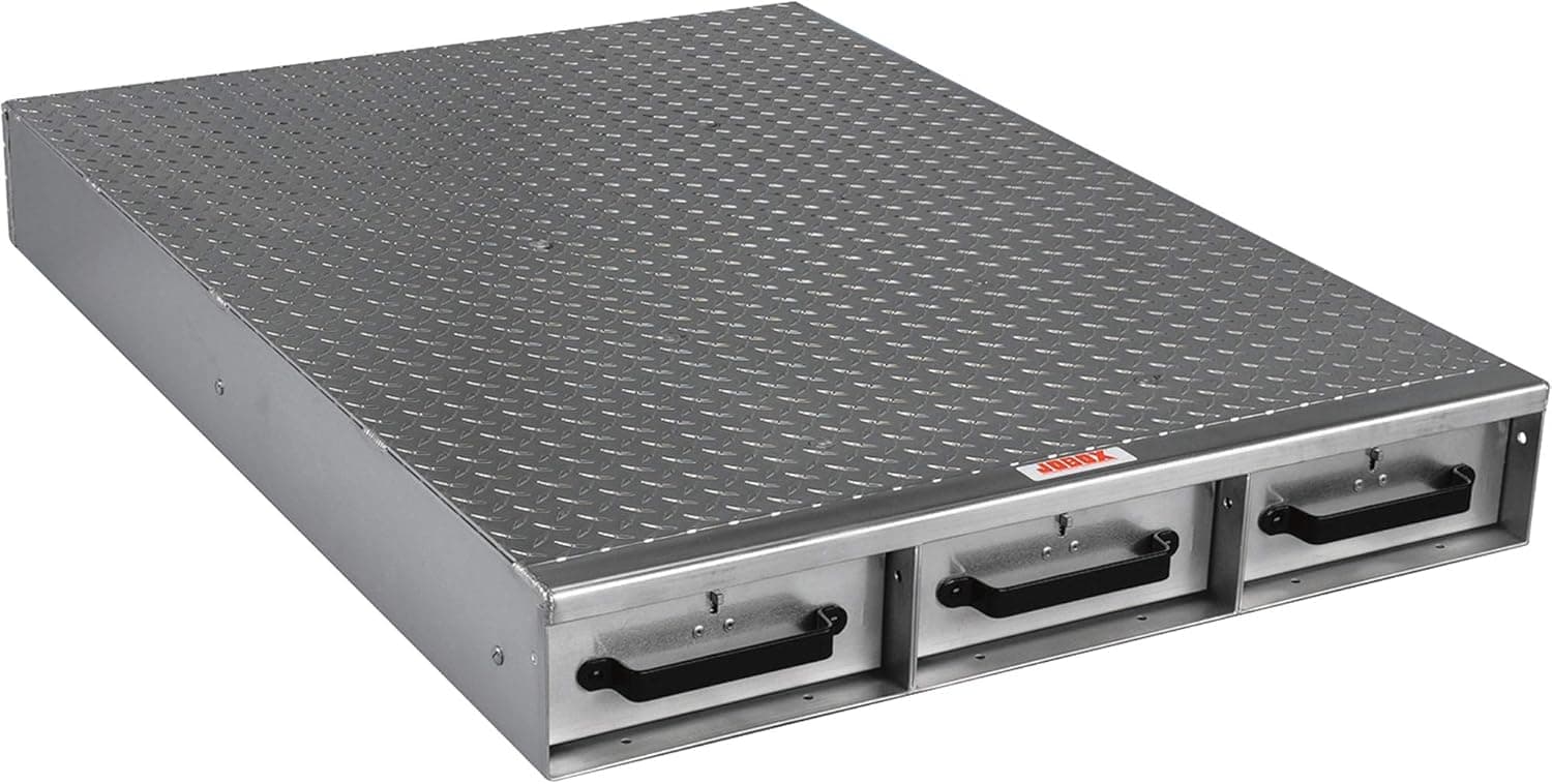 Jobox 1403980 3-Drawer Long Floor Heavy-Duty Aluminum Drawer Storage - (36" W x 6" H x 50" L)