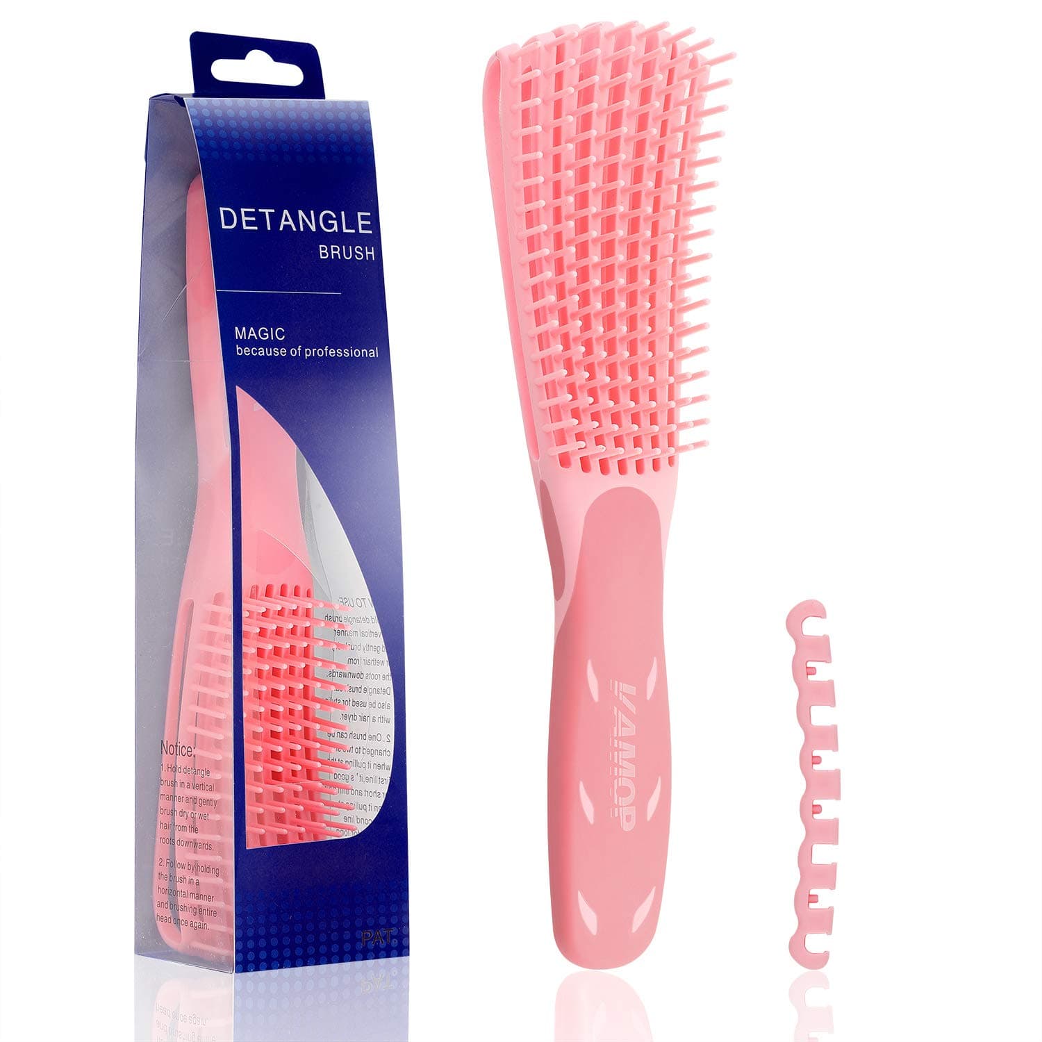VAMOP Detangling Brush for Curly Hair Brush for Afro America 3a to 4c Kinky Wavy, Curly, Coily Hair, Detangle Easily with Wet/Dry (Hot Red)