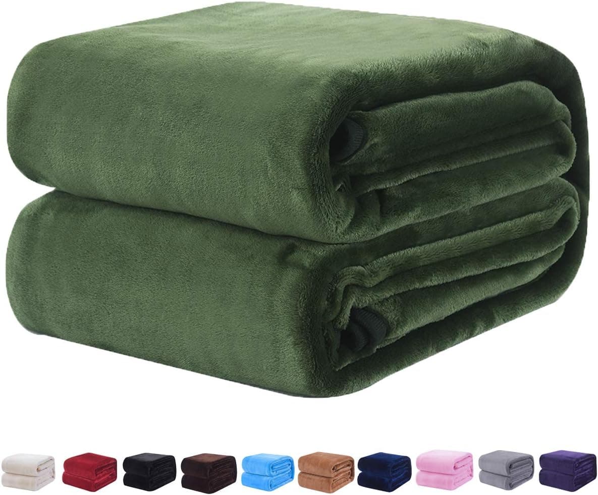 Hokly Soft Blanket Queen Size for All Season Warm Fuzzy Throw Blankets for The Bed Sofa Thermal Lightweight 350GSM Green 90"*90"