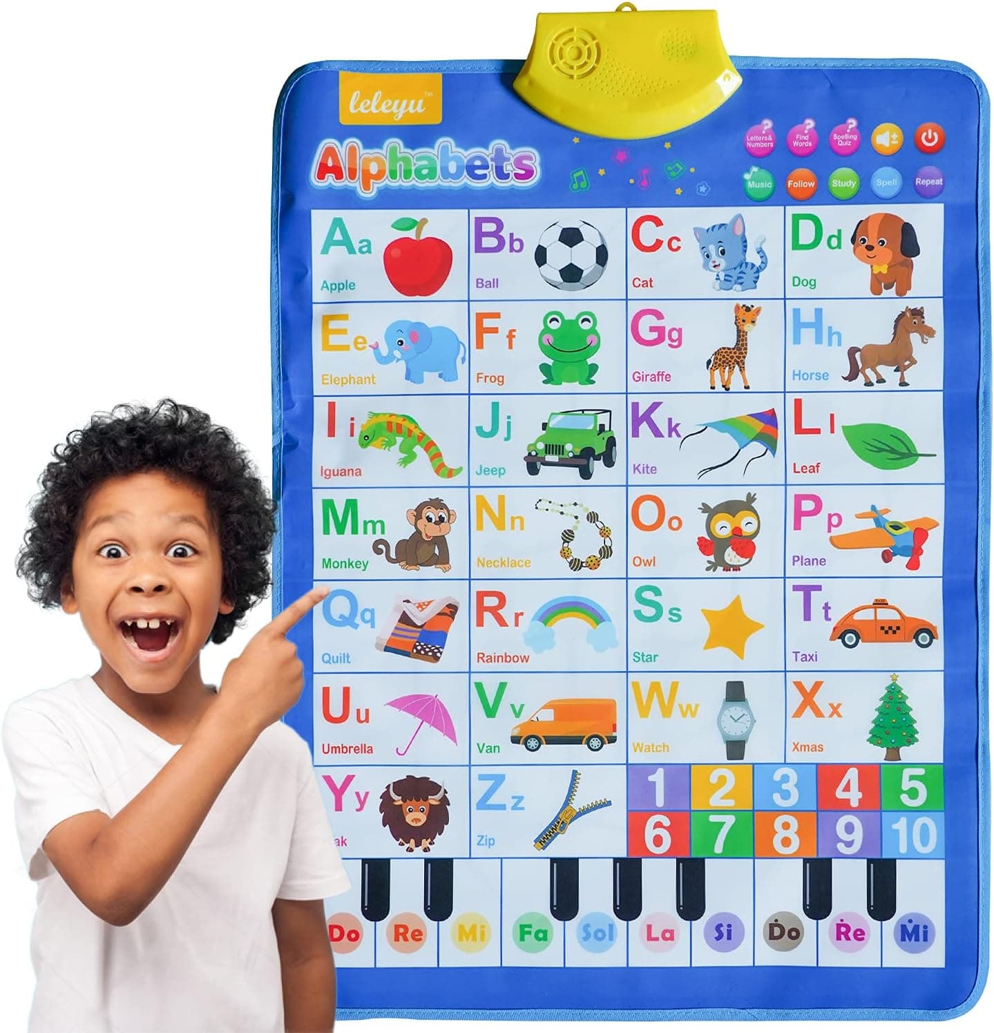 FUNWISH Electronic Interactive Alphabet Wall Chart,Toddler Learning Activities，Electronic Alphabet Poster Wall Chart,Early Education,Alphabet.