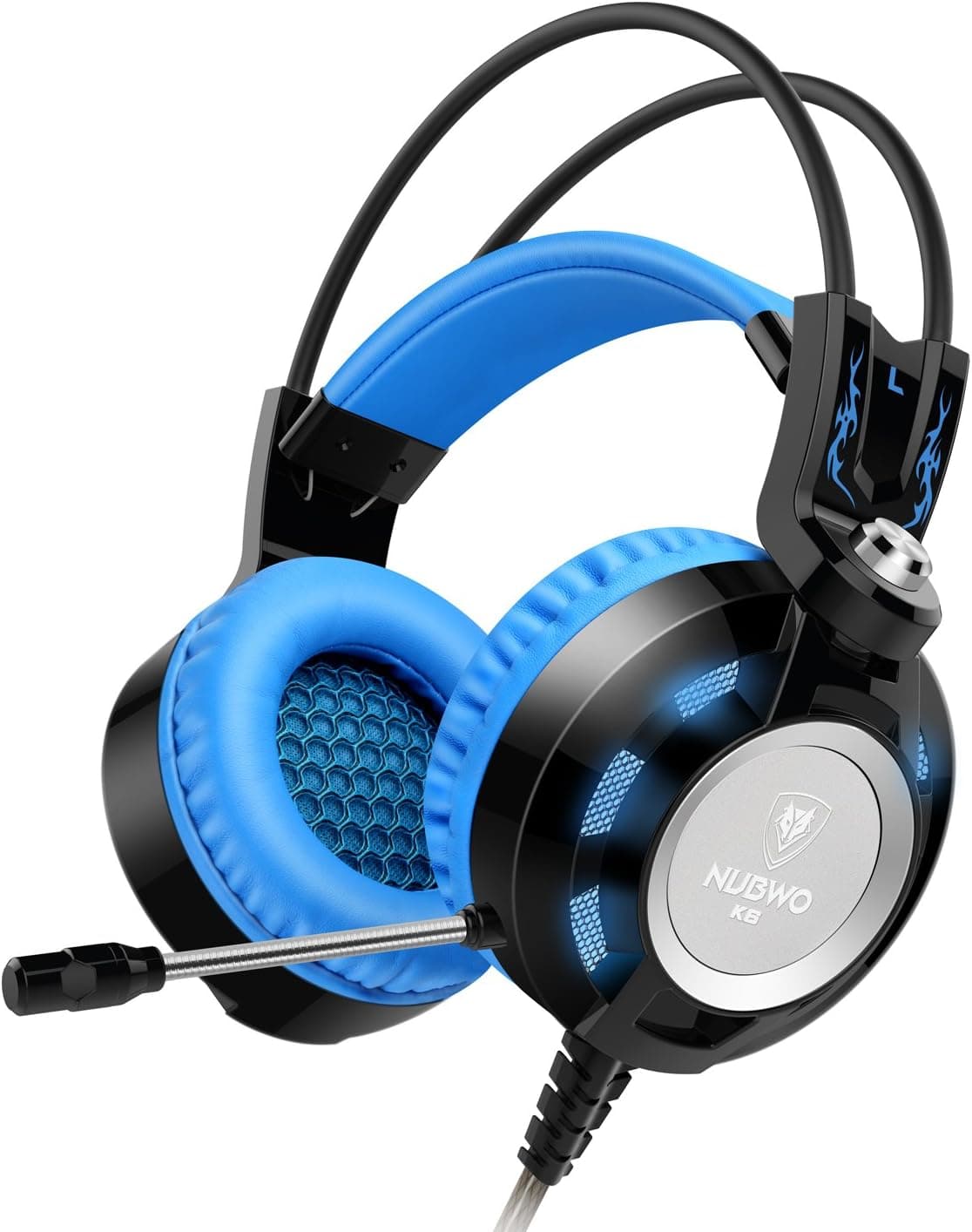 Ailihen K6 Headset with Microphone Over Ear Headphones for Computer PC Laptop with in-Line Volume Control(Black/Blue)