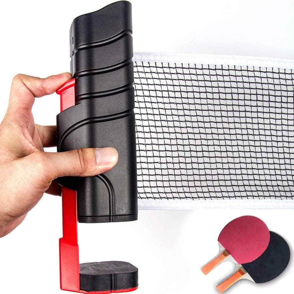 Portable Ping Pong Set-2 Paddles/Rackets(Without Ball) Attach to Any Table Surface with Retractable Net (Bracket Clamps)