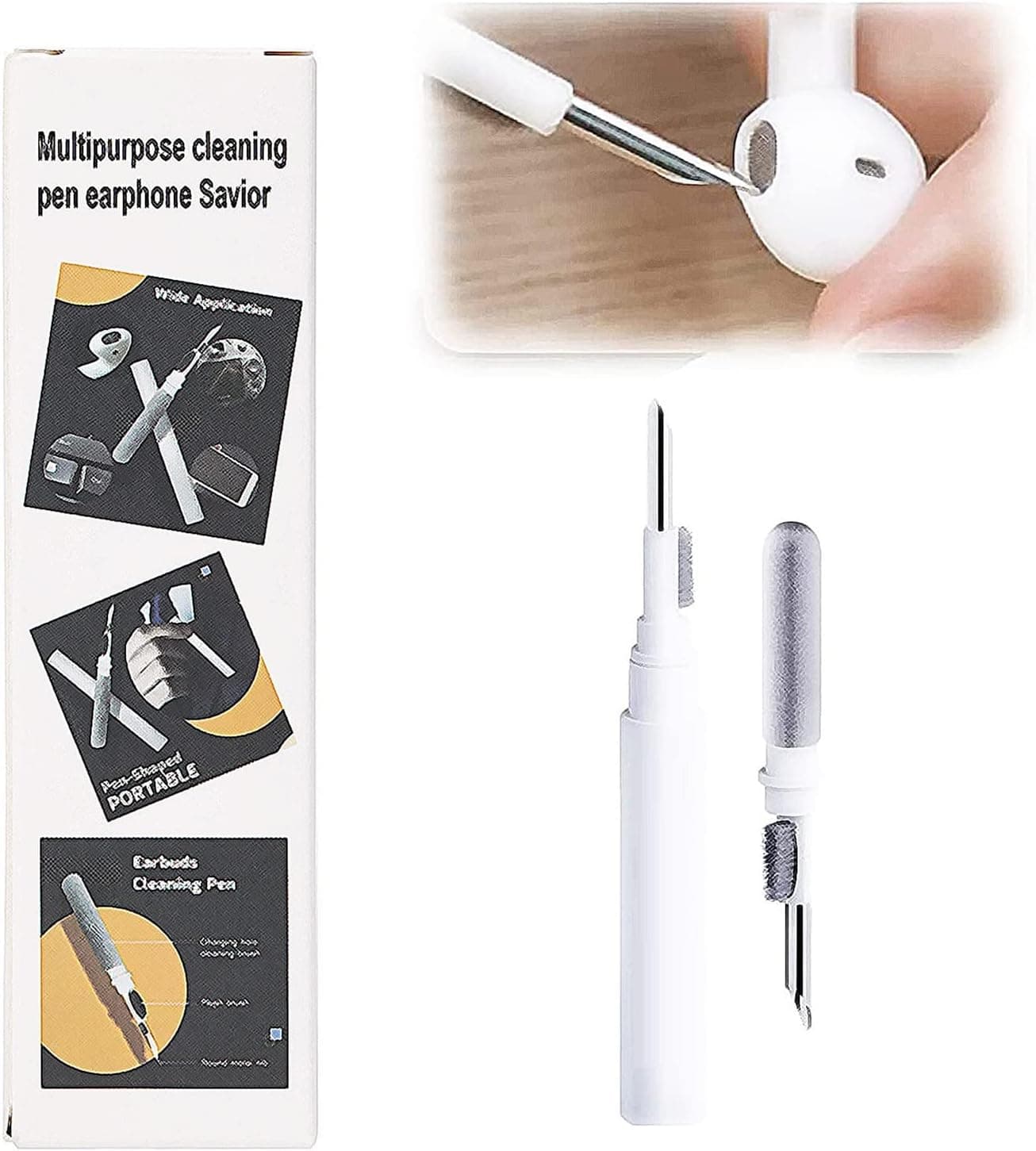 Cleaning Pen for Airpods Pro 1 2, Headphone Bluetooth Earphones Cleaning Tool, 3-1 Multi-Function Cleaning Pen&Soft Brush for Earphones Case