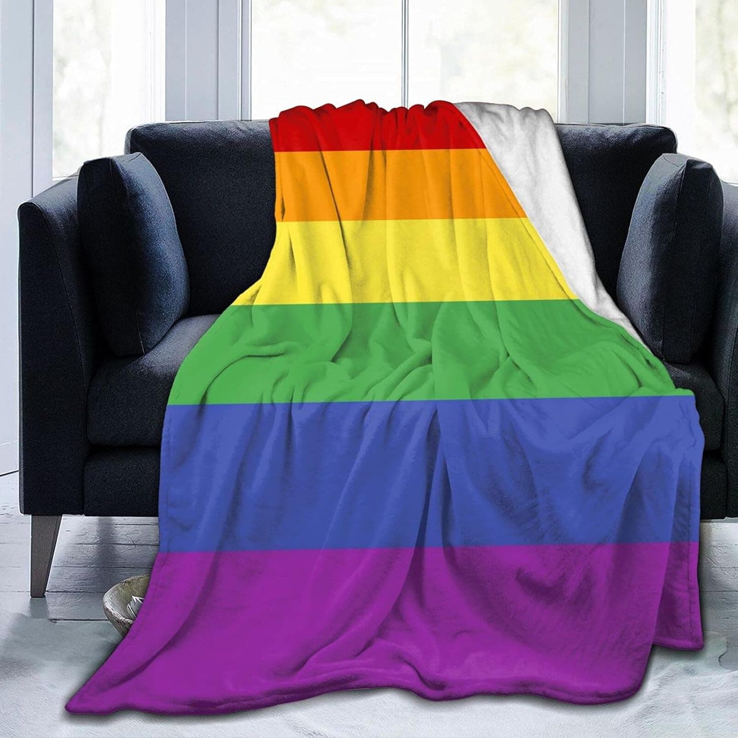 Air Conditioner Blanket Rainbow Throw Blanket, Colorful Blanket, Soft Warm Blanket Perfect for Living Rooms, Bedrooms, Kids' Rooms, Outdoors & Holiday Gifts 60x50(Rainbow)