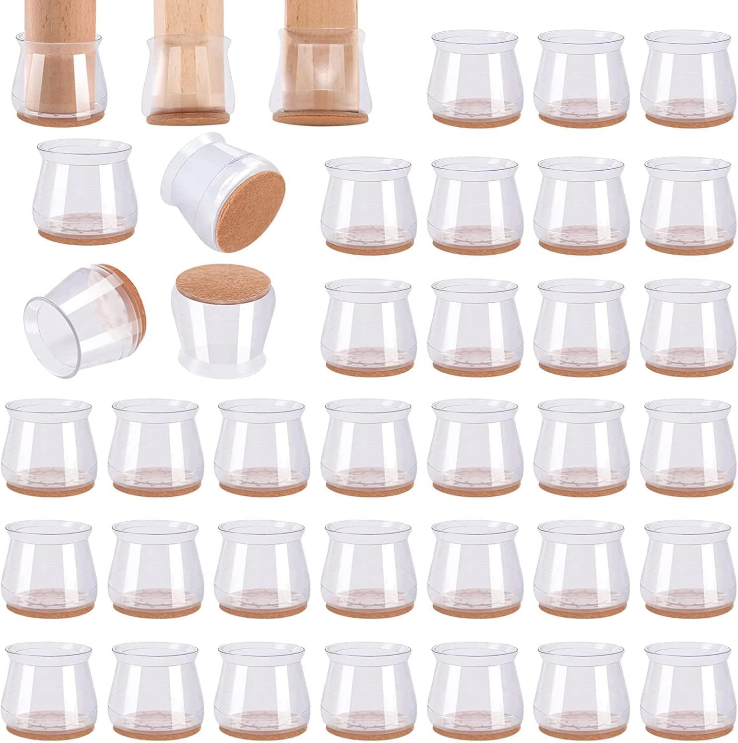 32 PCS Chair Leg Protectors for Hardwood Floors, Silicone Felt Furniture Leg Cover Pad for Protecting Floors from Scratches and Noise, Smooth Moving for Chair Feet, Sliders for Chair Legs