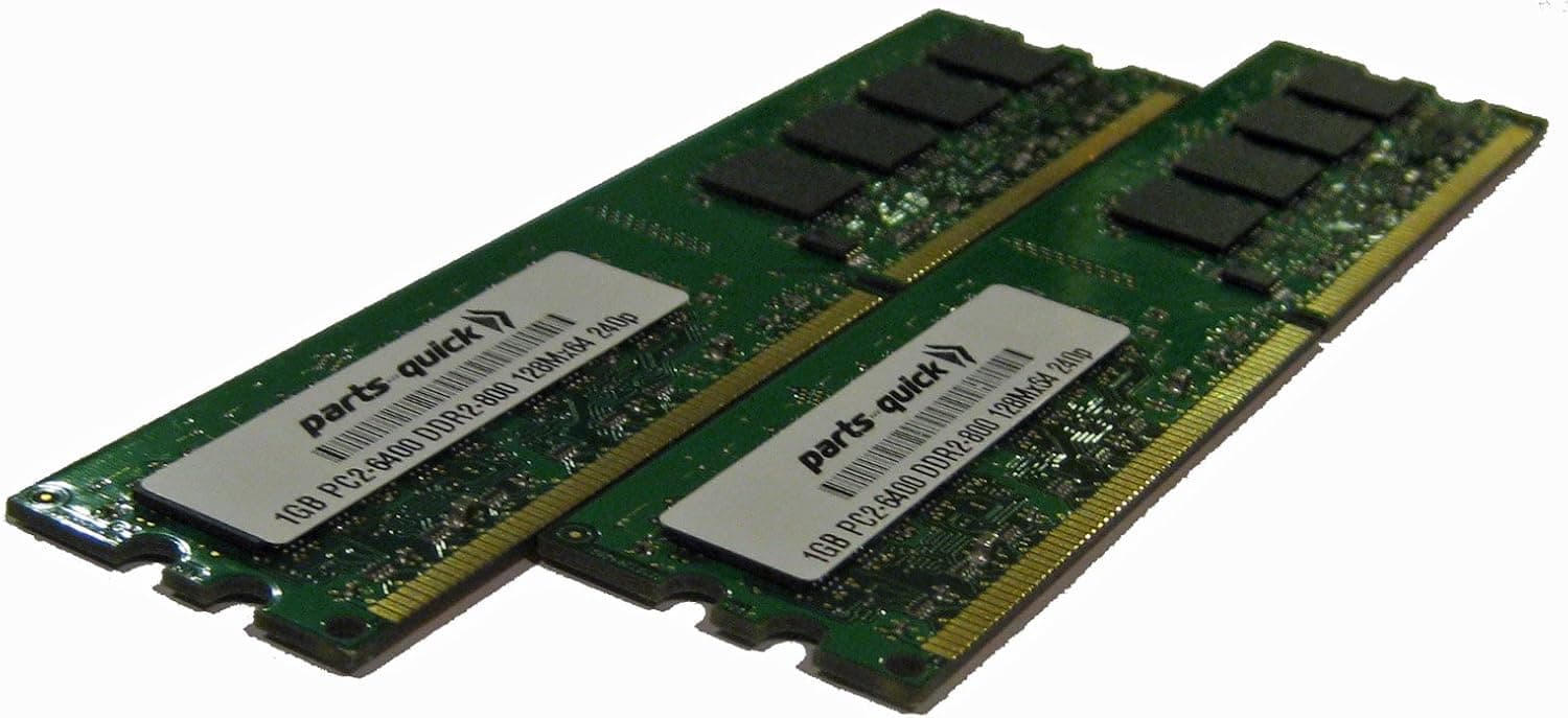 2GB Kit 2 X 1GB DDR2 Memory for Dell OptiPlex 160 330 360 740 745 745c 755DT 755MT 755SFF 760DT 760MT 760SFF 960 PC2-6400 240 pin 800MHz Non-ECC DIMM RAM (PARTS-QUICK Brand)