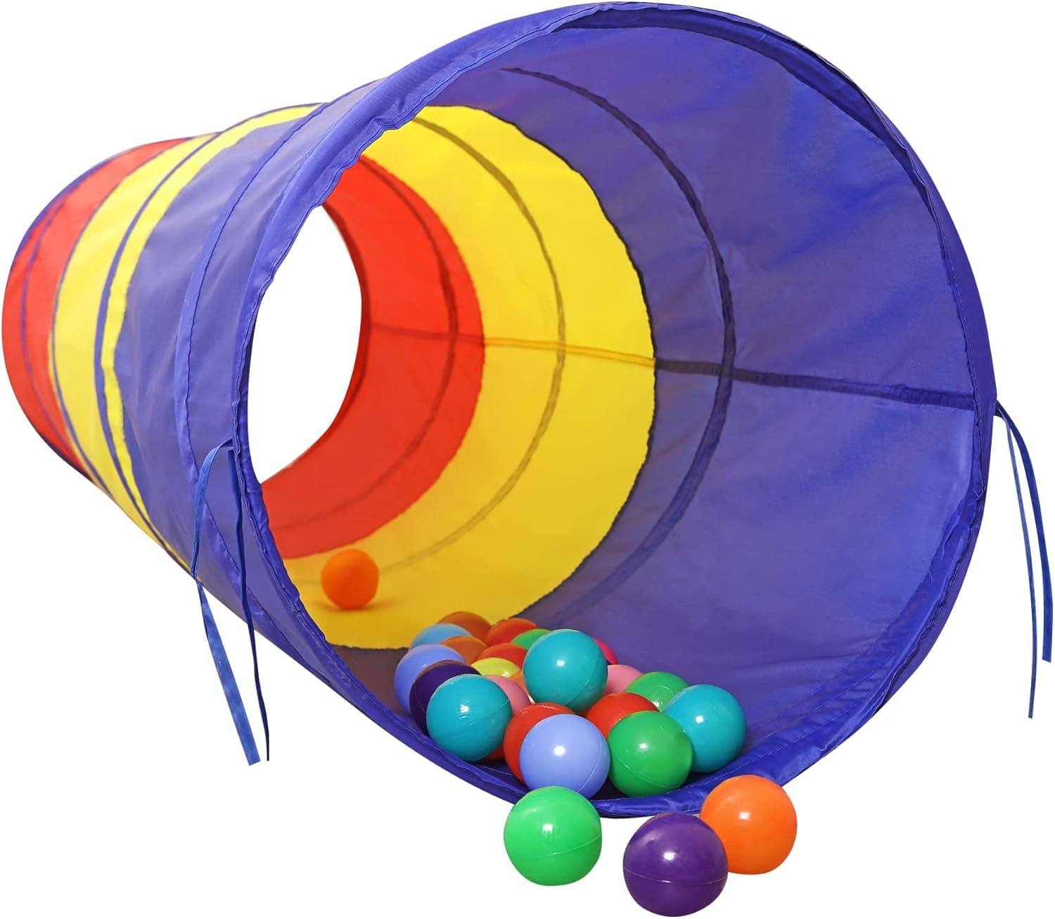 LimitlessFunN Crawling Kids Play Tunnel [ Pop Up Portable Rainbow Tunnel ] for Toddlers, Boys & Girls, Indoor & Outdoor Toys (Red, Yellow, Blue)