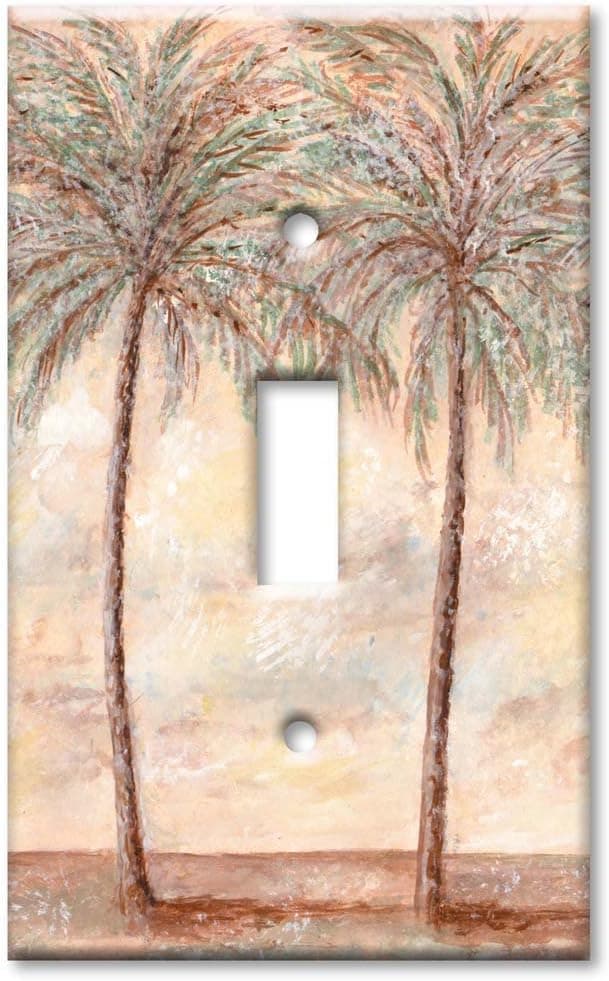 Art Plates - Single Gang Toggle OVERSIZE Switch Plate - OVER SIZE Wall Plate - Palm Trees