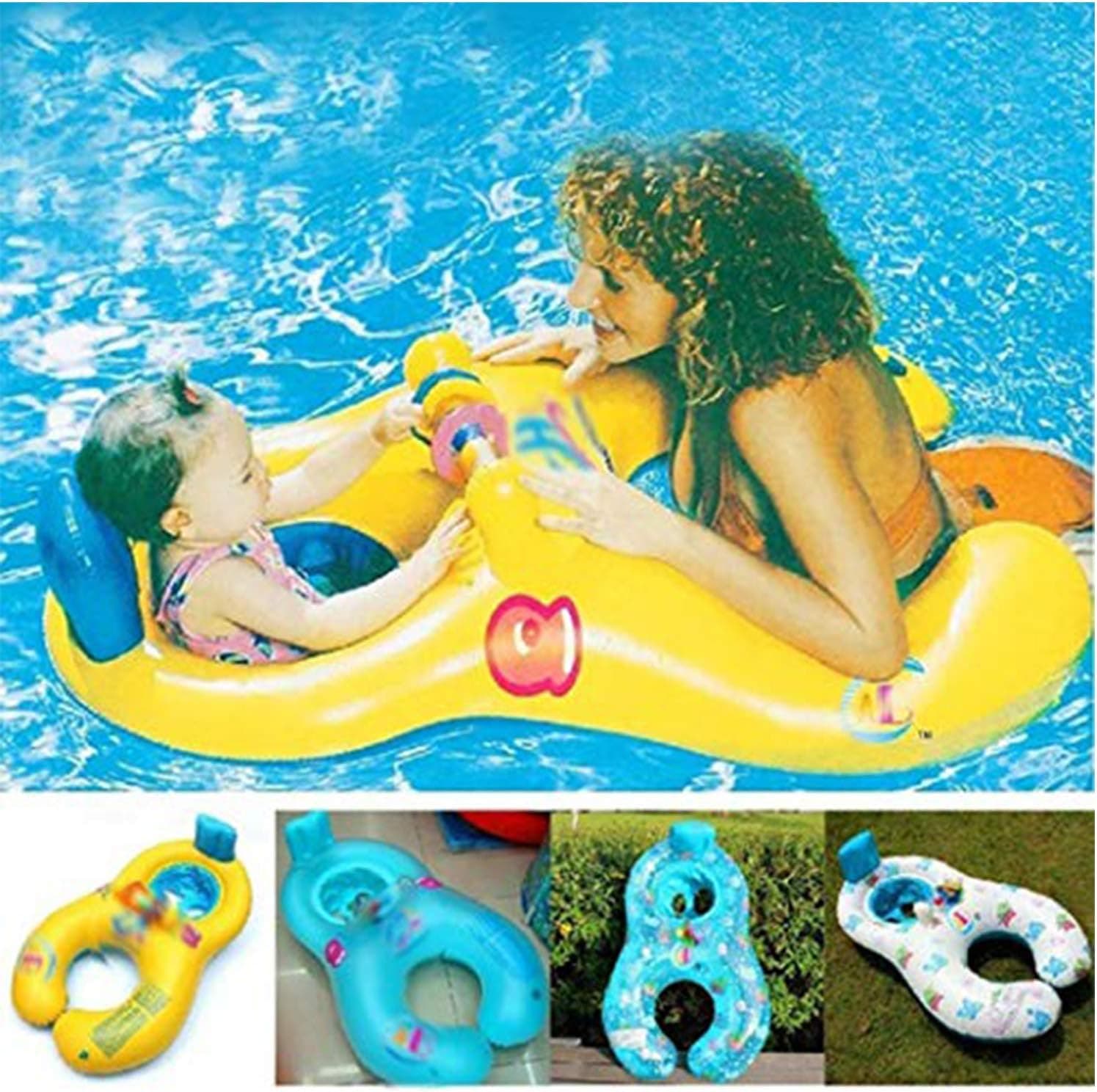 Yirind Mother and Baby Inflatable Swimming Float,Double Person Swimming Ring Toy for Kids (1-3 Years)