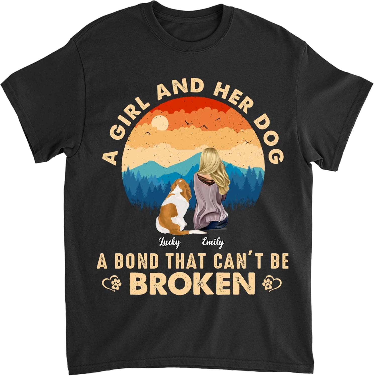 GOSSBY Personalized Dog T-Shirt - A Girl & Her Dog Custom Dog Shirt (Up to 6 Dogs) - Dog Mom Shirt for Women & Dog Lovers