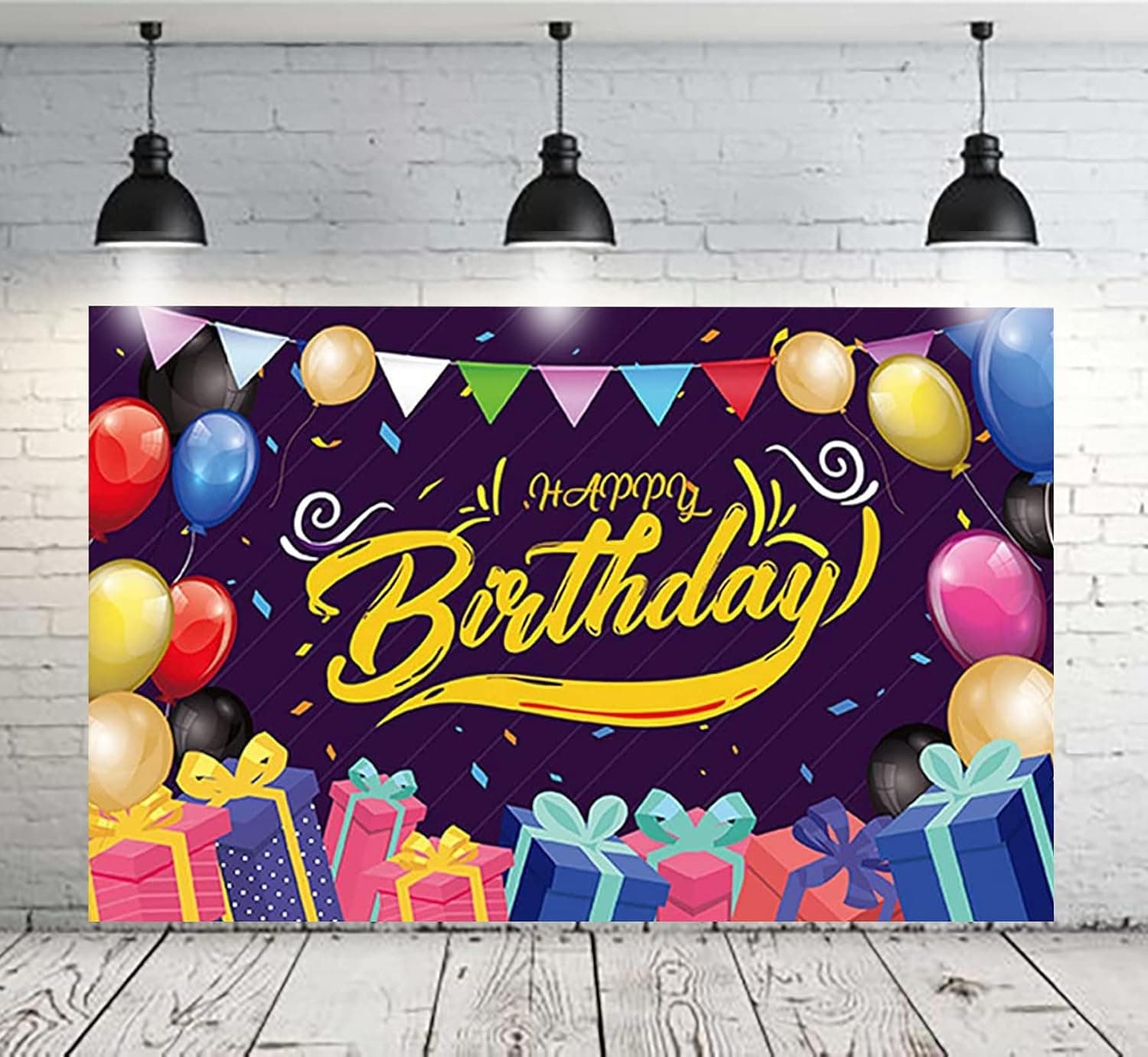 Happy Birthday Backdrop, Birthday Backdrop, Happy Birthday Banner Supplies, Birthday Party Backdrop Decorations Photo Background, Birthday Banner for Men, Women, and kids, 70.8 x 45.3 Inch