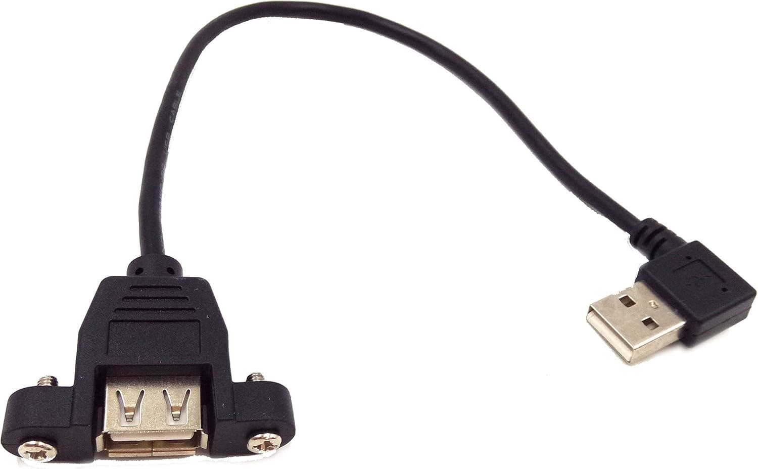 Wpeng USB Extension Cable, Qaoquda 1ft 90 Degree Right Angle USB 2.0 Type A Male to Type A Female Panel-Mount with Screws Cable(USB M/F)