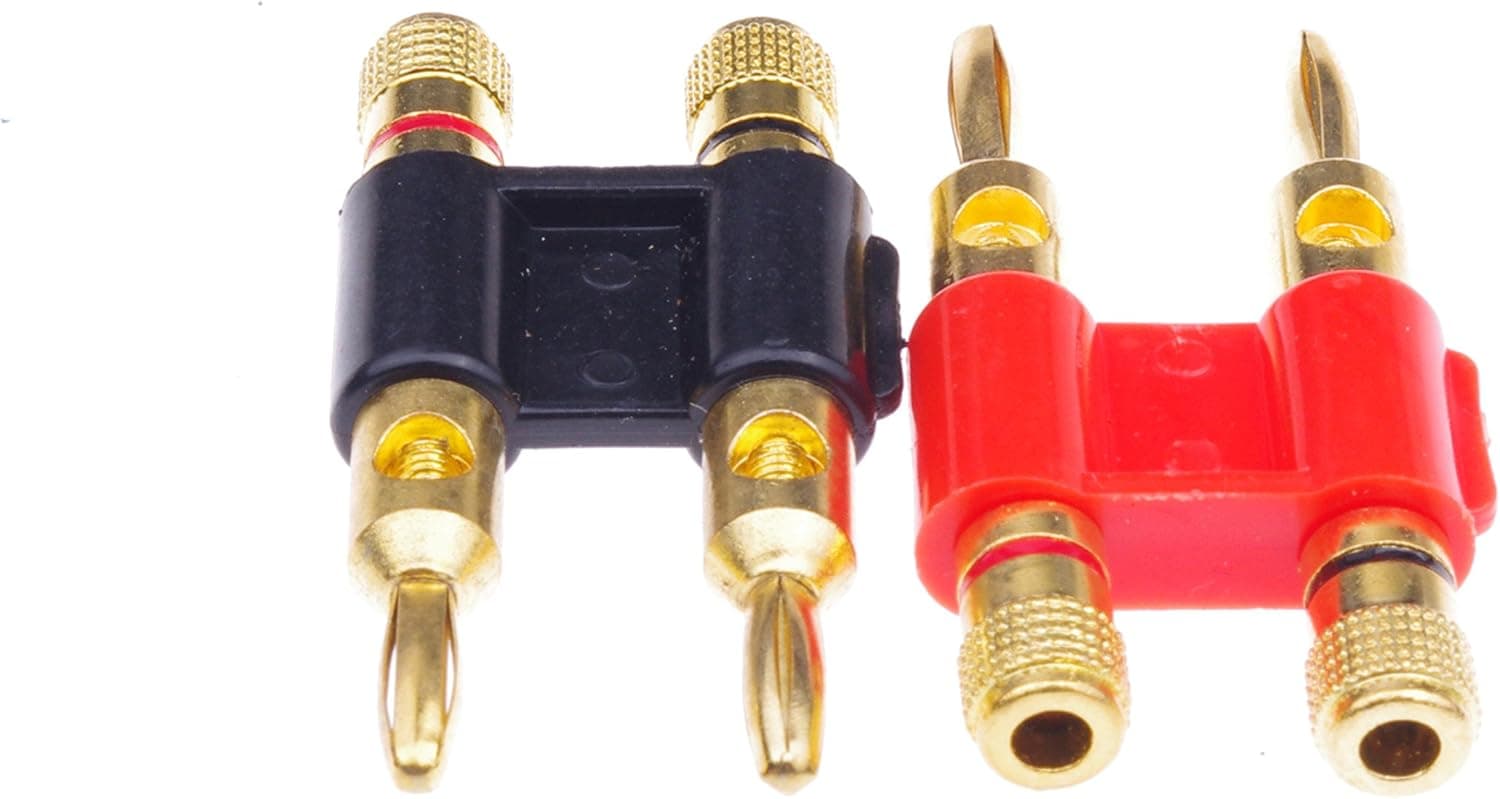 SMAKN 1 Pair Dual Copper Speaker Banana Plugs - Black&Red