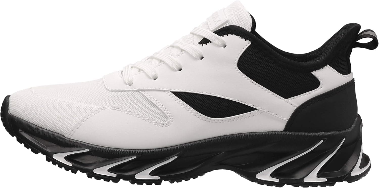 BRONAX Men's Casual Tennis Running Sneakers, Size 12 Walking Shoes for Gym Sport Fitness Workout Athletic Lightweight Zapatillas de Tenis para Hombre for Male Black White 47