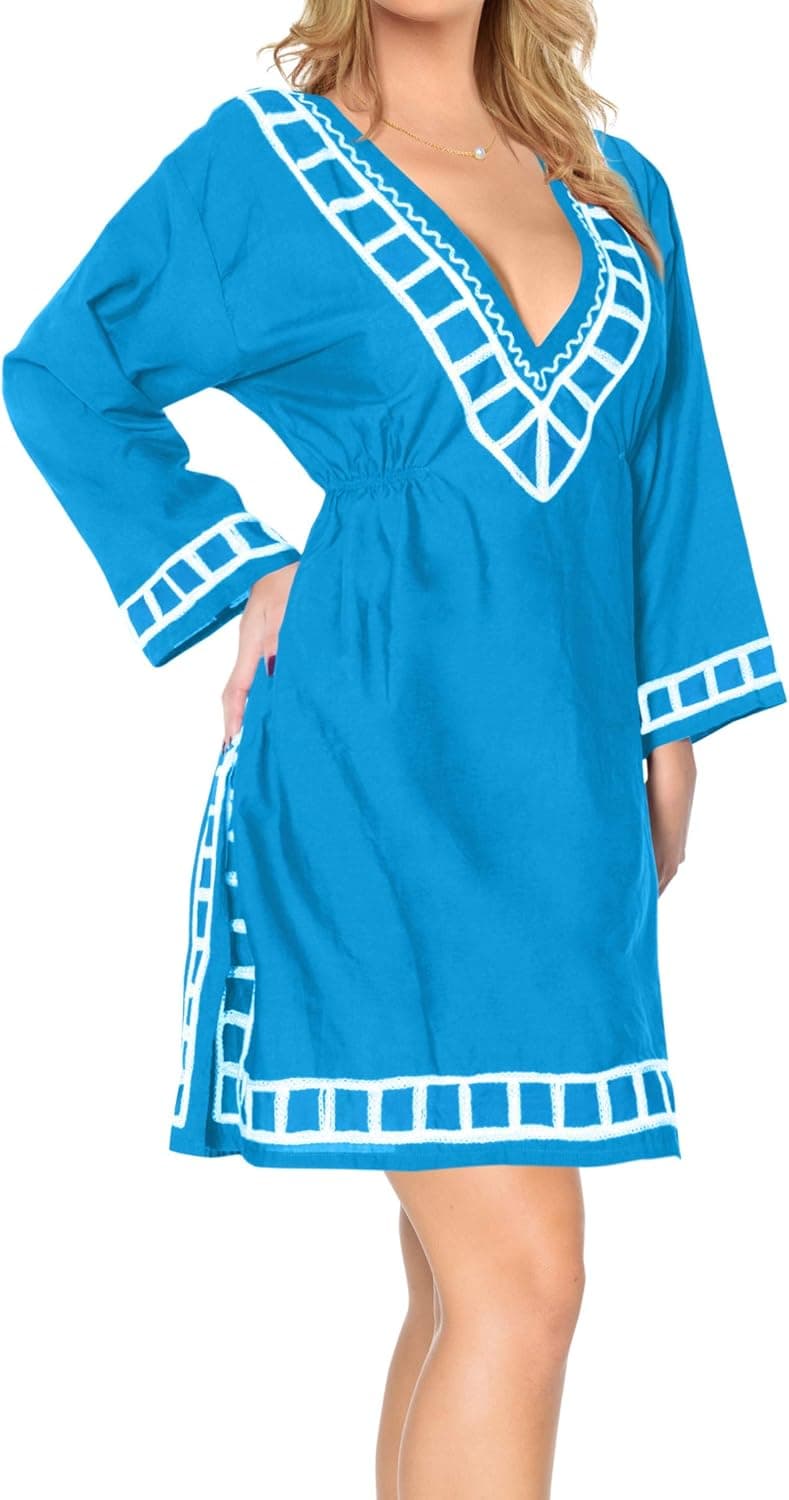 LA LEELA Women's Short Cute Bathing Suit Cover Ups,2