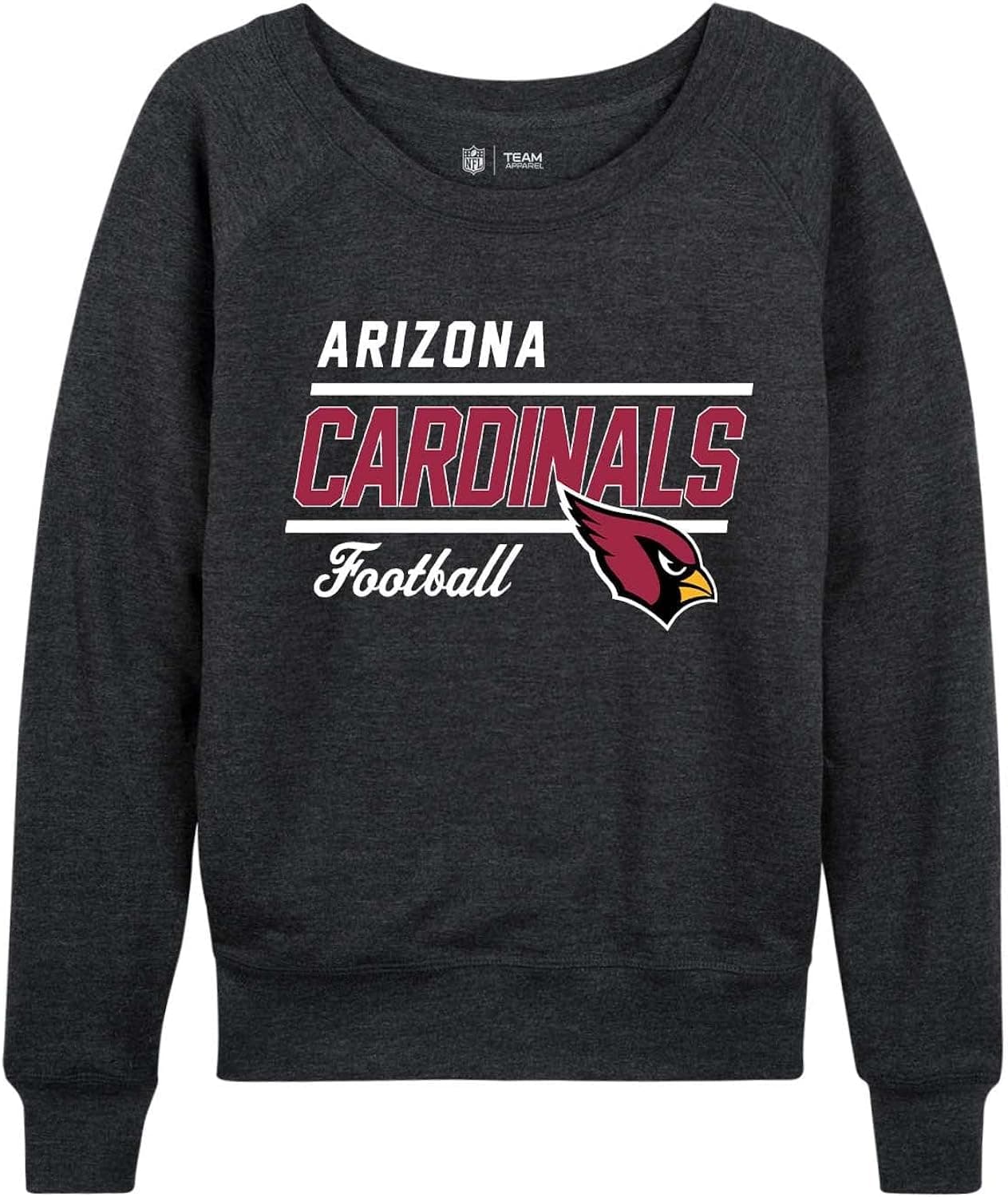 NFL Womens Crew Neck Light Weight, Gameday Apparel, Slouchy Fit Raglan Crewneck Pullover for Women