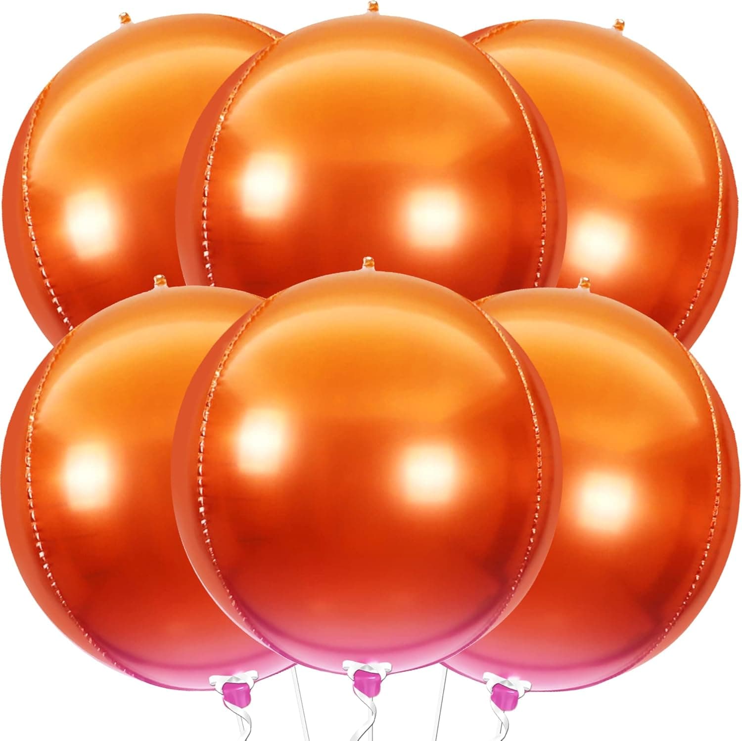 Big, 4D Orange Mylar Balloons - Pack of 6 | Orange Metallic Balloons | Burnt Orange Balloons, Orange Birthday Decorations | Orange Foil Balloons for Baby Shower Decorations, Birthday Party Decorations