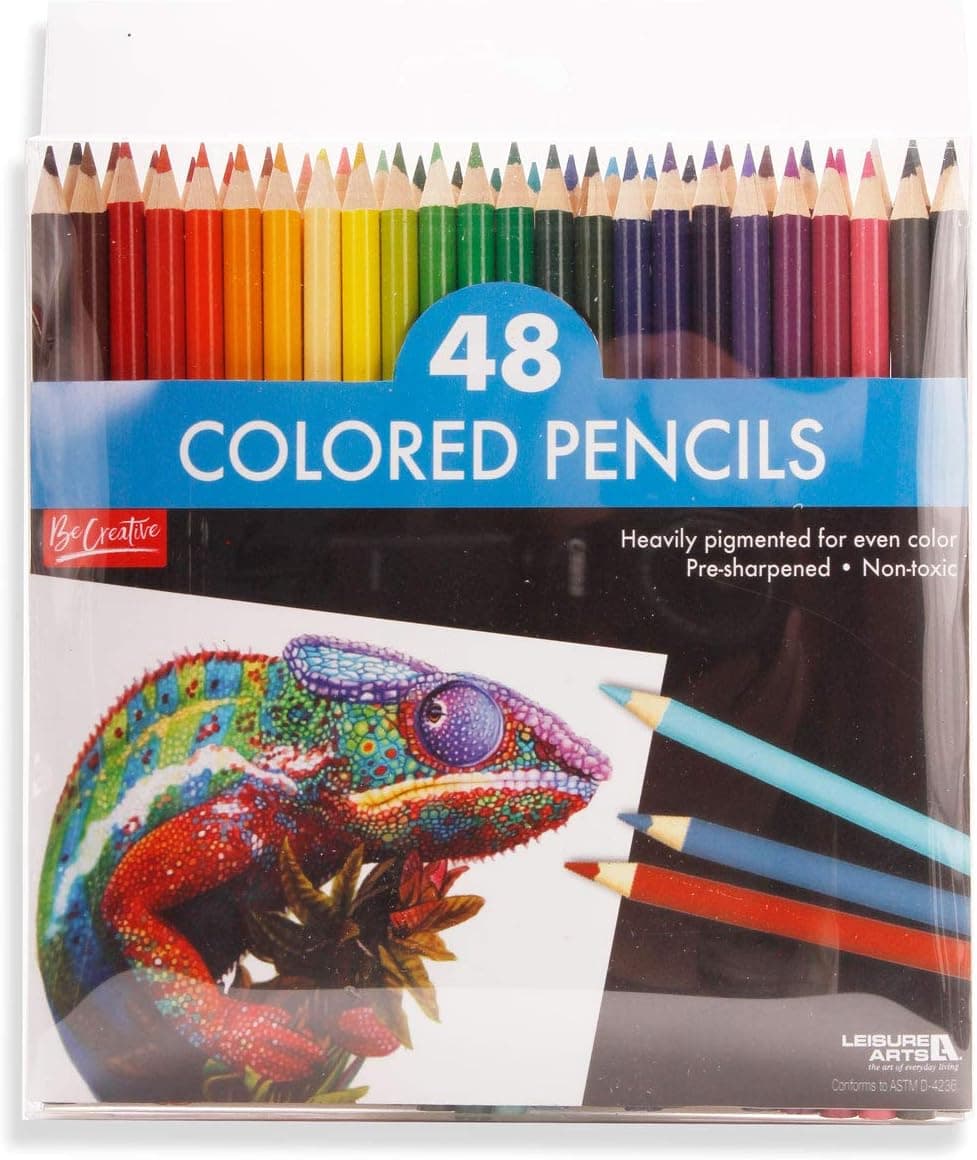 48 Pack Pre-Sharpened Colored Pencils-Heavily pigmented for Even Color