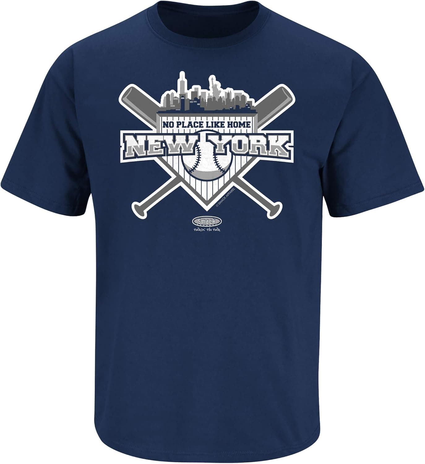 Smack Apparel New York Baseball Fans. No Place Like Home Navy T-Shirt (Sm-5X)