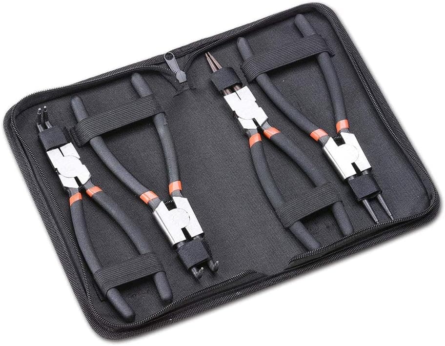 Yescom 4pcs Professional 9" External Internal Straight Bent Circlip Pliers Set Repair Tool Kit w/Portable Bag