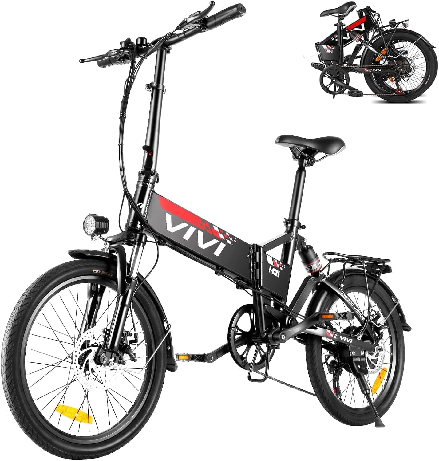 Vivi 20" Folding Electric Bike, 500W Electric Bike with 48V Removable Battery, 20MPH Folding Ebikes for Adults/Women/Men,Up to 50 Miles Range, Dual Shock Absorber