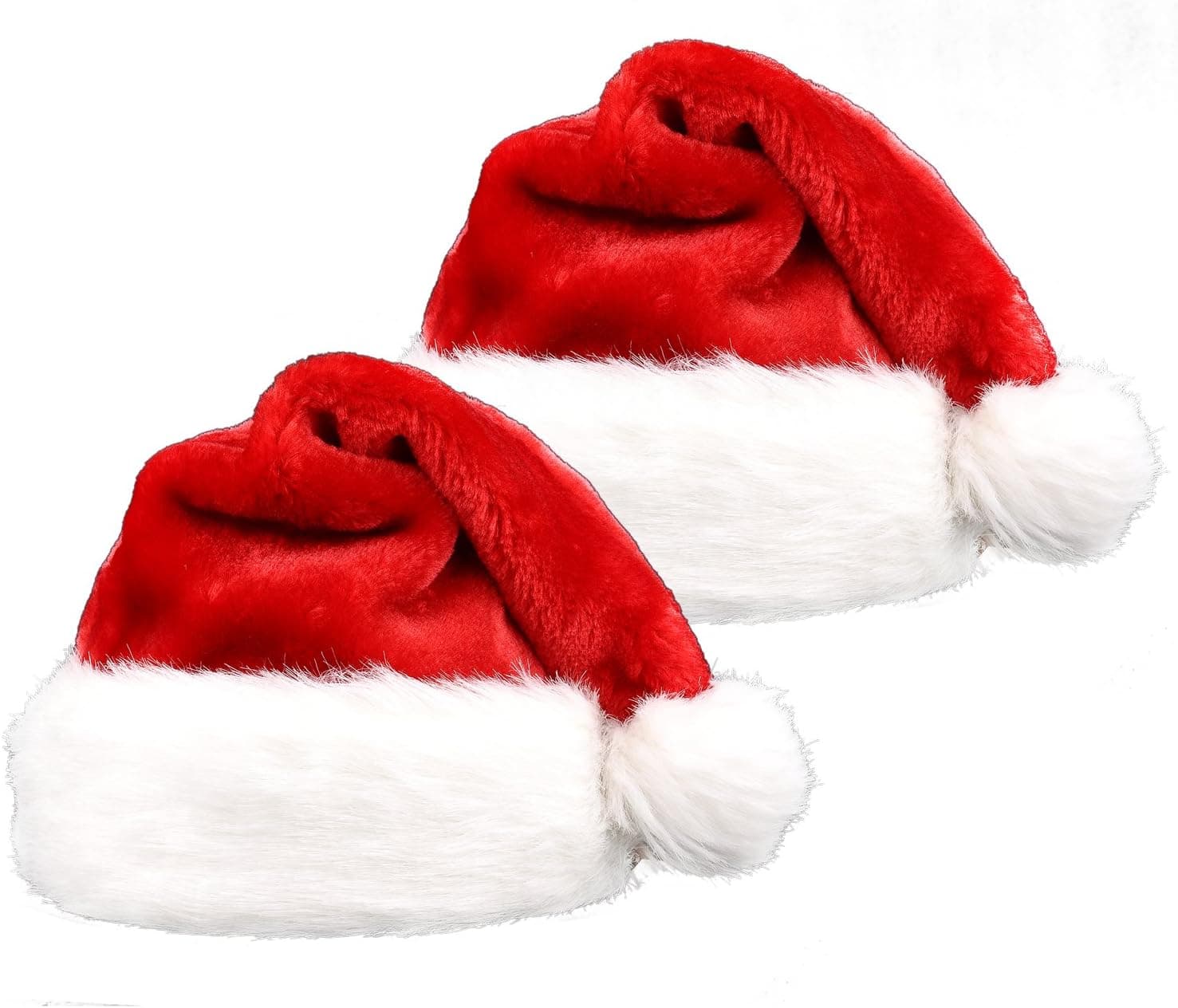 YAXXO Santa Claus Hat For Adults - Deluxe Plush Rubie Red (2-pack)