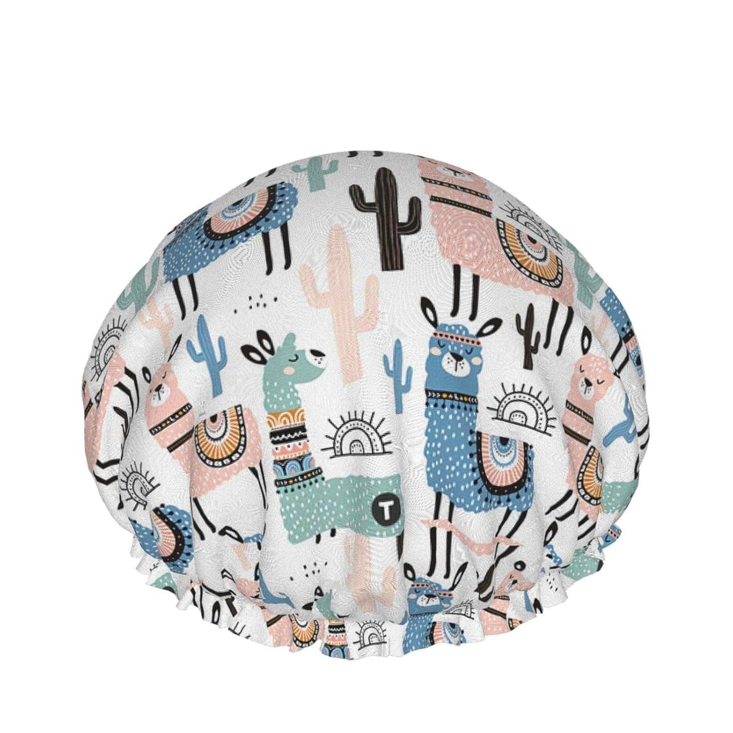 Shower Cap for Women, Shower Cap Llama Hair Bonnet Double Layer Waterproof Reusable Bath for All Lengths