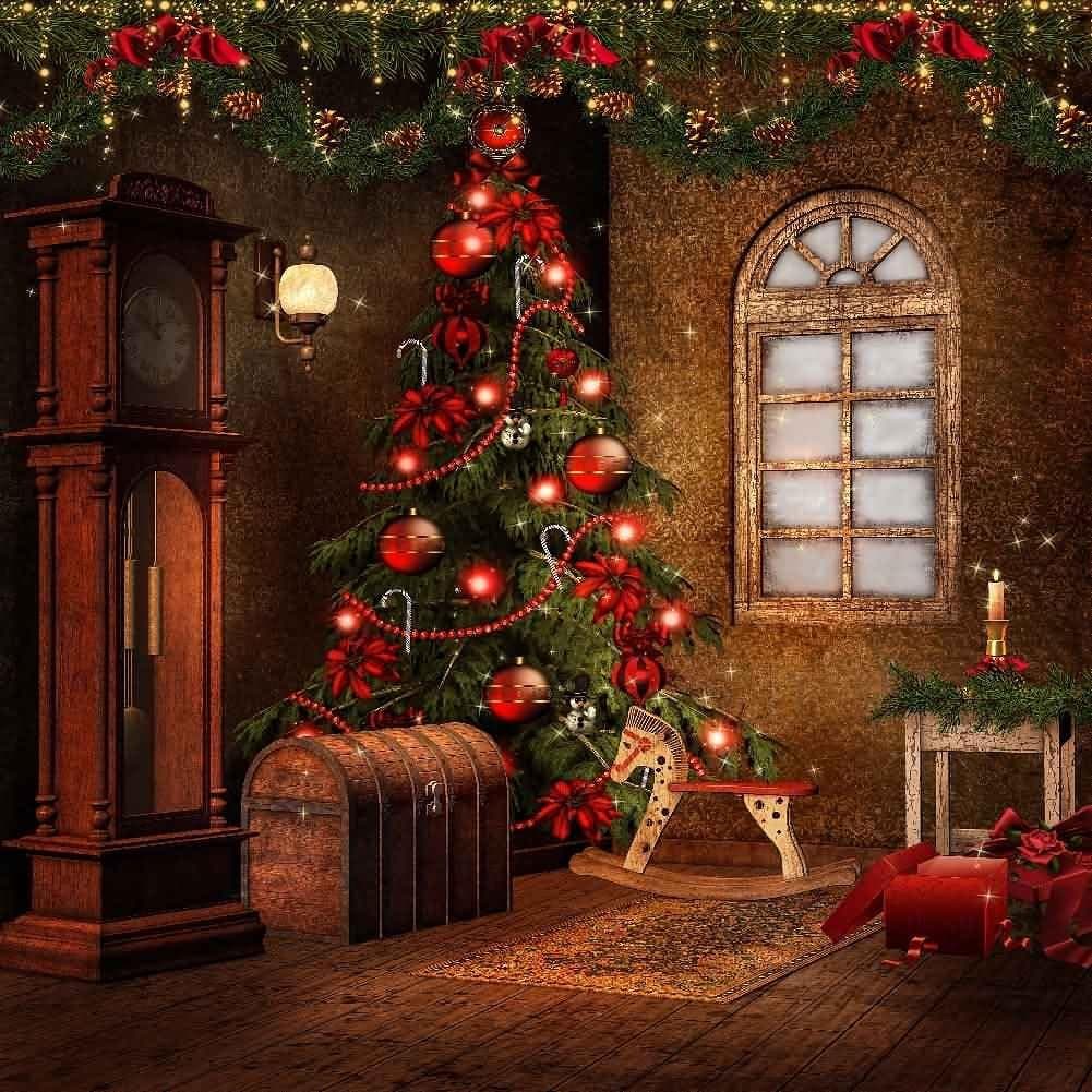 GladsBuy Cute Christmas Tree 10' x 10' Computer Printed Photography Backdrop Christmas Theme Background XLX-112