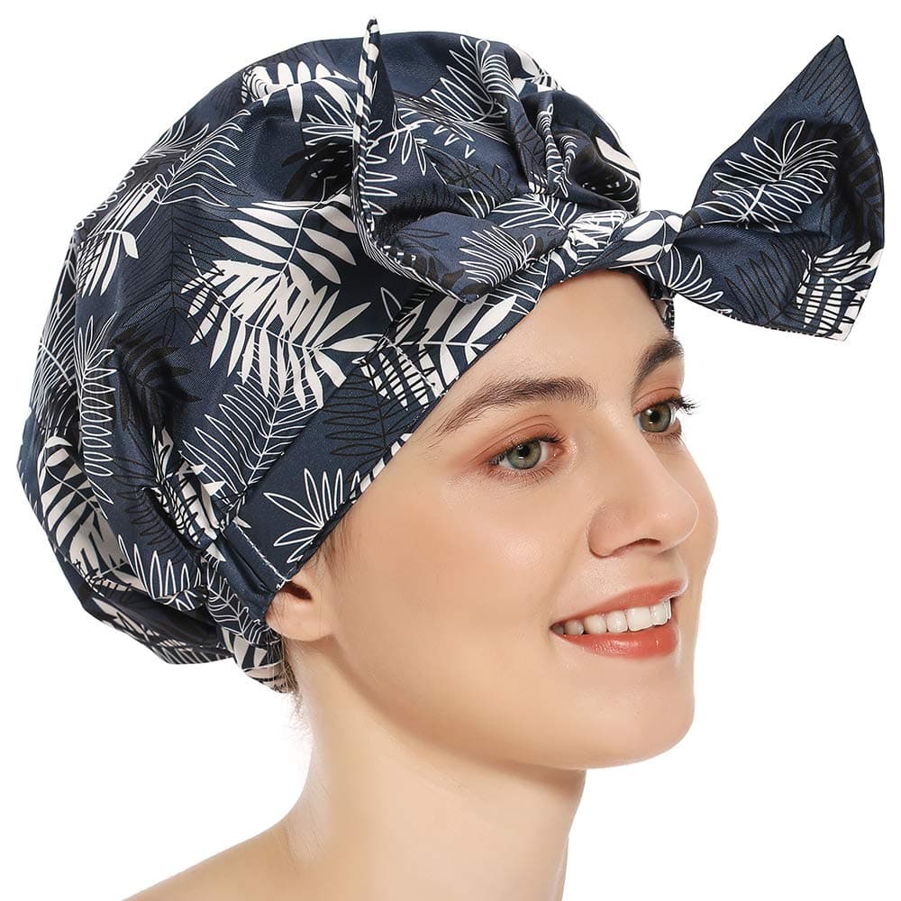 Shower Cap for Women Hair Caps for Shower Reusable Shower Cap for Long Hair Turban Shower Cap for Braids